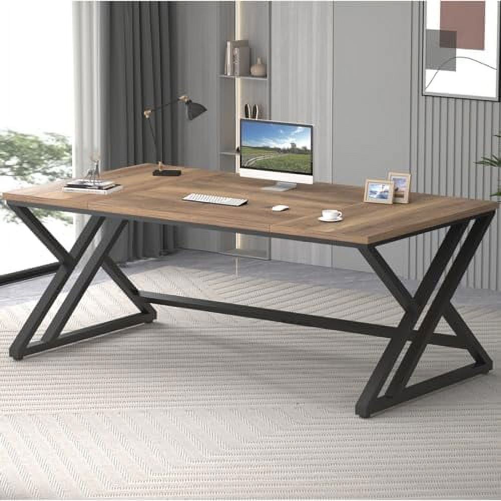 Rustic Large Computer Desk Industrial Extra Long Office Desk Wood Pc