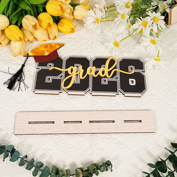 Rustic Large Wooden Table Decor, 2026 Grad Season Ornament, Multipurpose Photo Holder, 11.81x5.51Inch Desktop Centerpiece