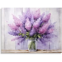 Rustic Lavender Wall Art Country Floral Framed Canvas Prints Botanical Wall Art Watercolor Flower Bathroom Wall Decor Painting Purple Canvas Wall Art Modern Artwork for Bedroom