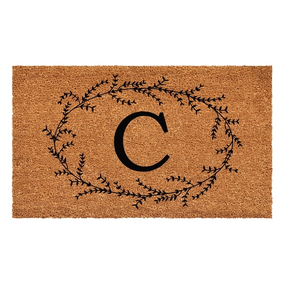 Rustic Leaf Vine Monogrammed Doormat, 17" x 29" (Letter C)