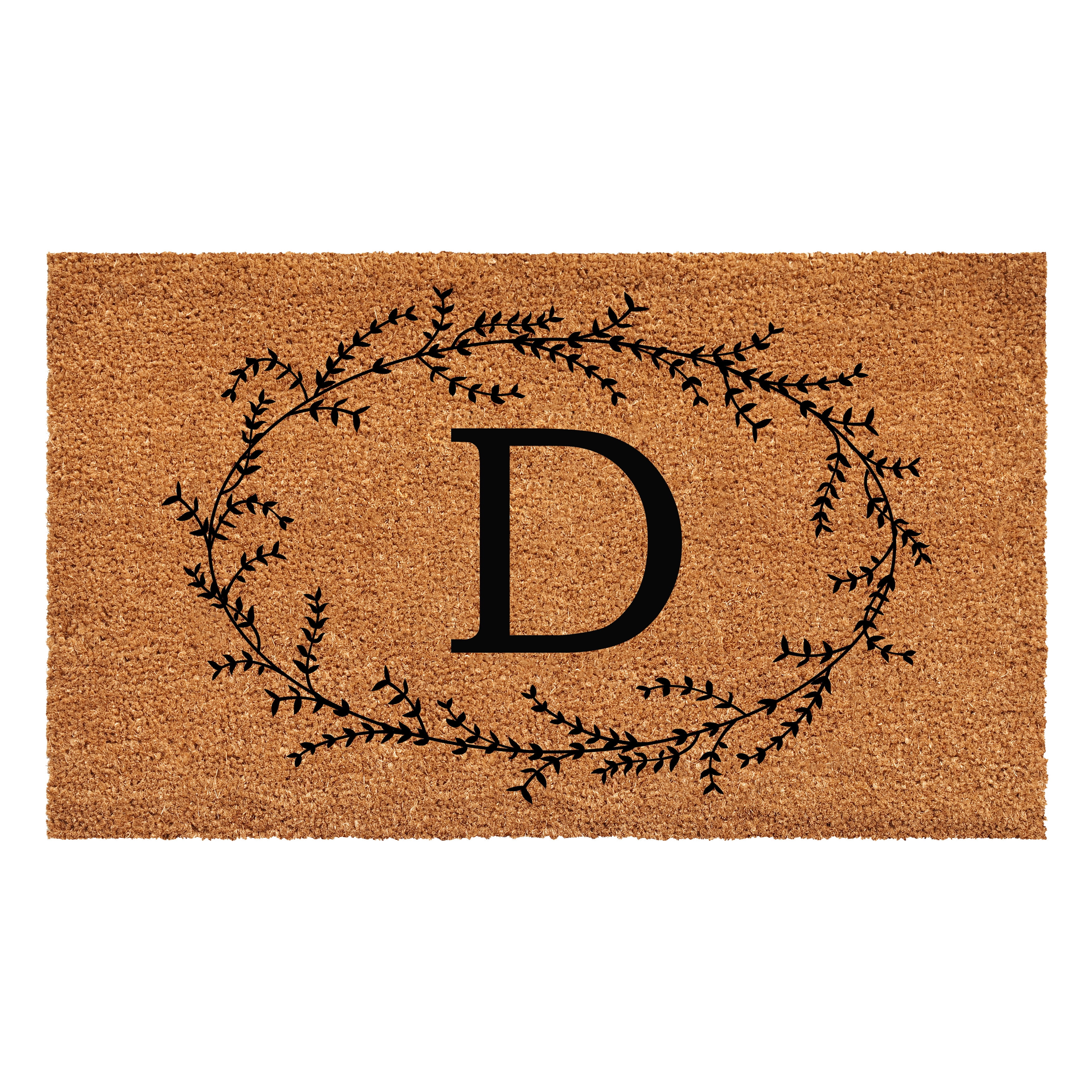 Rustic Leaf Vine Monogrammed Doormat, 17" x 29" (Letter D)