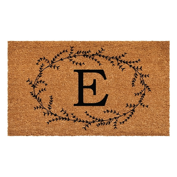 Rustic Leaf Vine Monogrammed Doormat, 17" x 29" (Letter E)