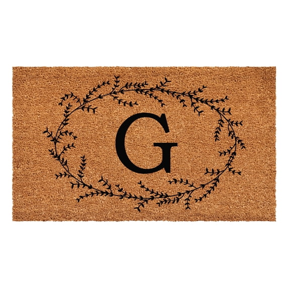 Rustic Leaf Vine Monogrammed Doormat, 17" x 29" (Letter G)