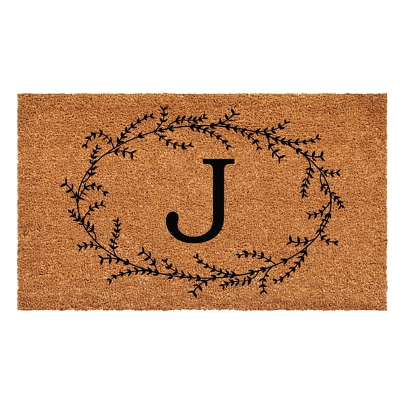 Rustic Leaf Vine Monogrammed Doormat, 17" x 29" (Letter J)