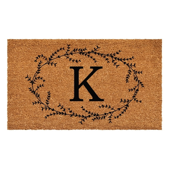Rustic Leaf Vine Monogrammed Doormat, 17" x 29" (Letter K)