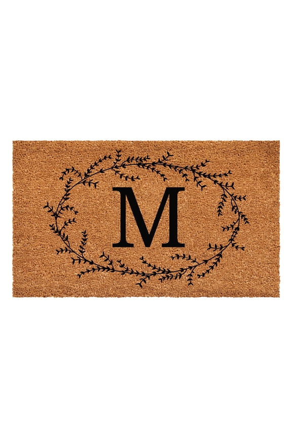 Rustic Leaf Vine Monogrammed Doormat, 17" x 29" (Letter M)