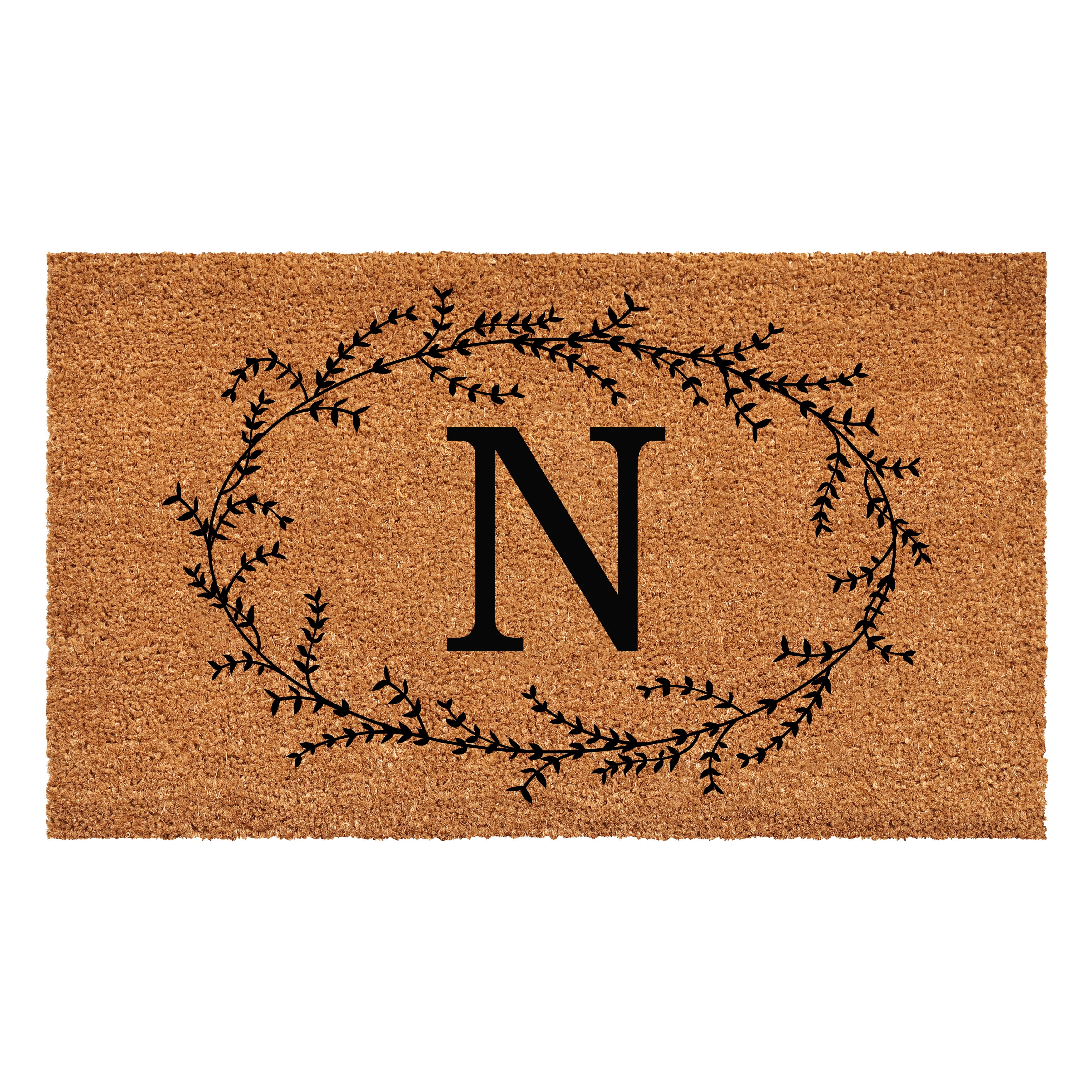 Natural Black Coir Vinyl Rectangular Outdoor Doormat