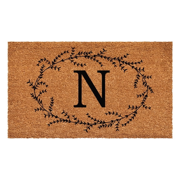Rustic Leaf Vine Monogrammed Doormat, 17" x 29" (Letter N)