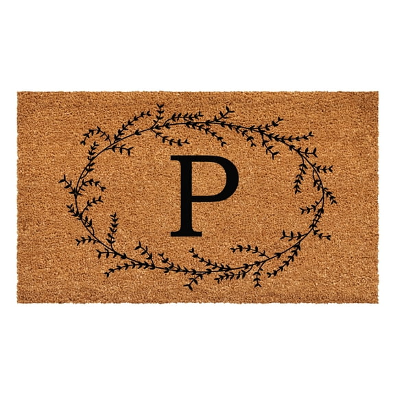 Rustic Leaf Vine Monogrammed Doormat, 17" x 29" (Letter P)