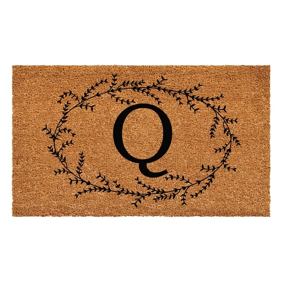 Rustic Leaf Vine Monogrammed Doormat, 17" x 29" (Letter Q)
