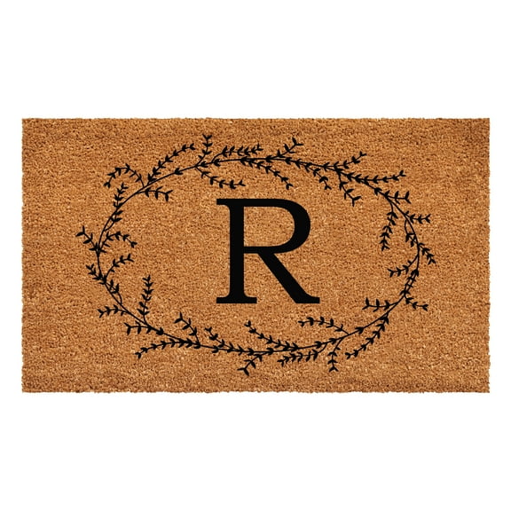 Rustic Leaf Vine Monogrammed Doormat, 17" x 29" (Letter R)
