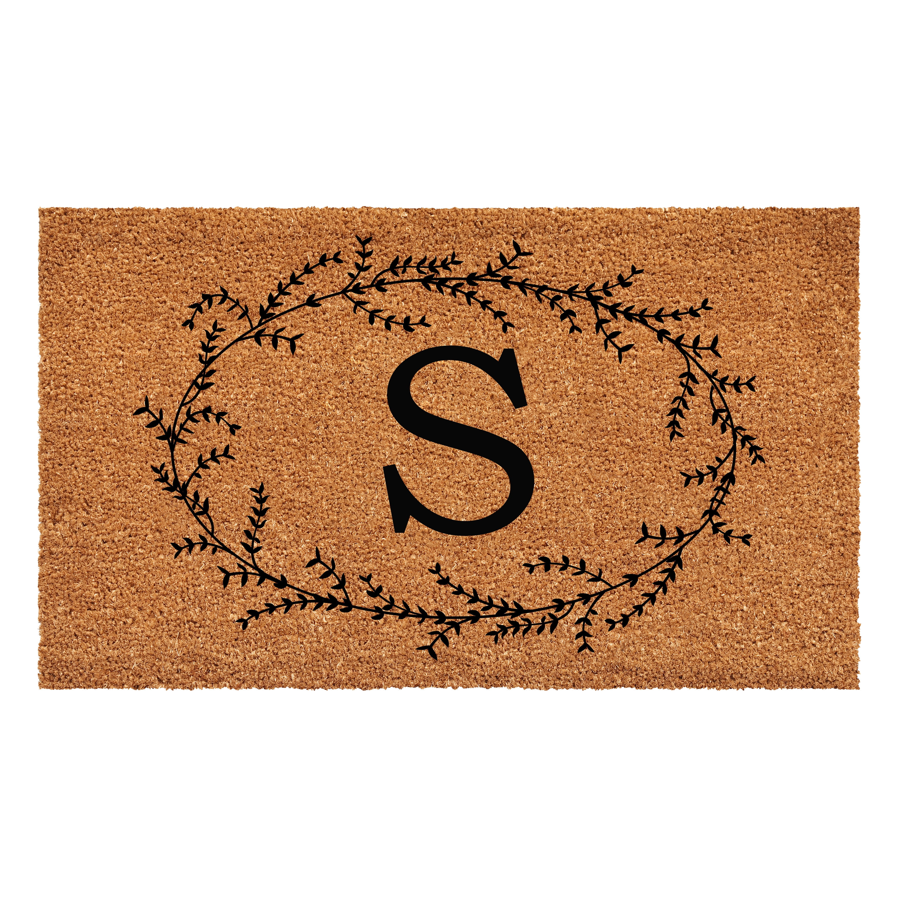Rustic Leaf Vine Monogrammed Doormat, 17" x 29" (Letter S)