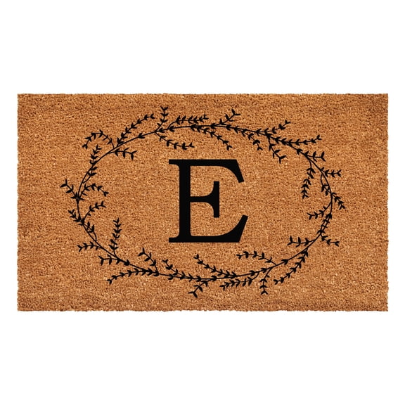 Rustic Leaf Vine Monogrammed Doormat, 24" x 36" (Letter E)