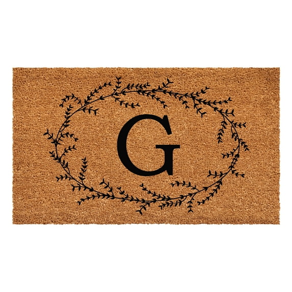 Rustic Leaf Vine Monogrammed Doormat, 24" x 36" (Letter G)