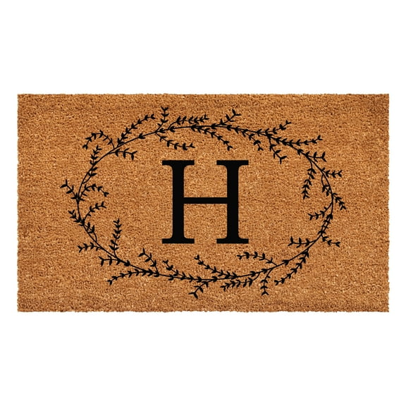 Rustic Leaf Vine Monogrammed Doormat, 24" x 36" (Letter H)
