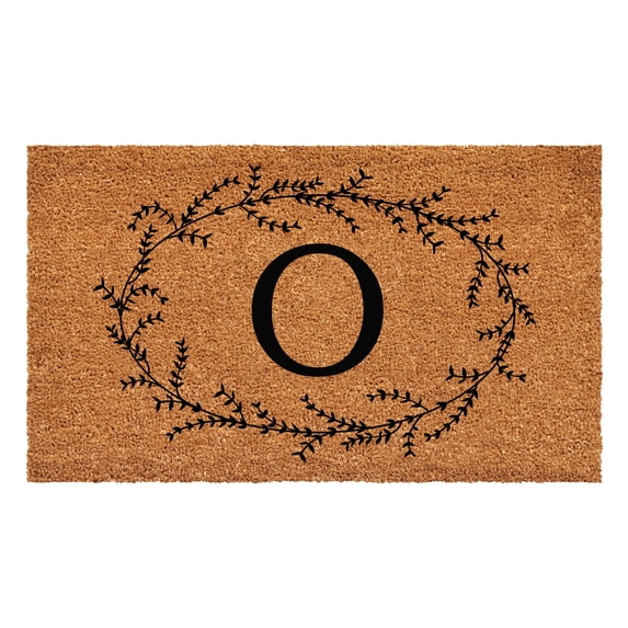 Rustic Leaf Vine Monogrammed Doormat, 24" x 36" (Letter O)