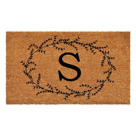 Rustic Leaf Vine Monogrammed Doormat, 24" x 36" (Letter S)