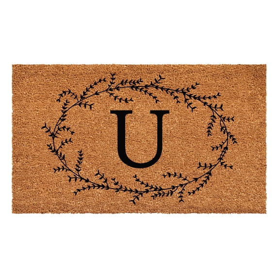 Rustic Leaf Vine Monogrammed Doormat, 24" x 36" (Letter U)