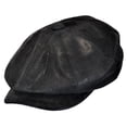 thumbnail image 1 of Rustic Leather Newsboy Cap - M - Black, 1 of 4
