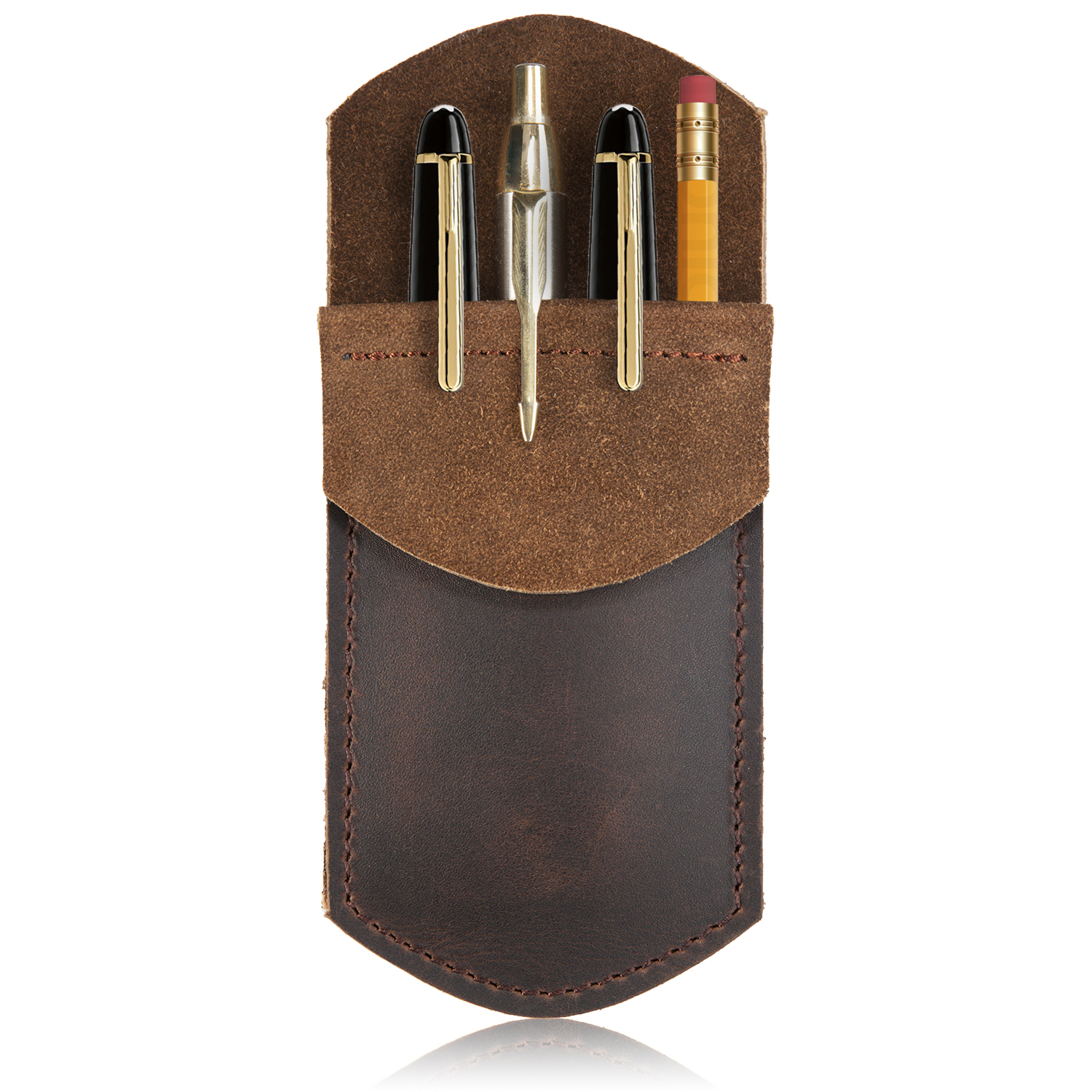 Rustic Leather Pocket Protector For Pens, Pencils Office & Work
