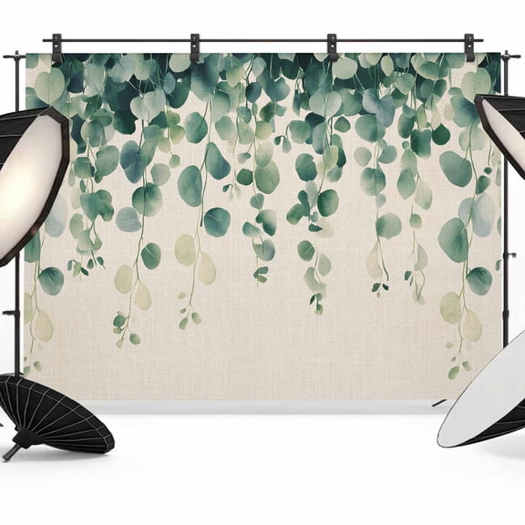 Rustic Leaves Backdrop for Photoshoot,Photography Photo Studio Background Wall Backdrop,Vintage Spring Botanical Eucalyptus Vines Back Drop Banner Panel for Portraits Wedding Live Streaming 7x5Ft