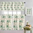 thumbnail image 1 of Rustic Leaves Berry on Beige Curtain Tier and Valance Set 3 Piece, Watercolor Botanical Plant Leaf 3-inch Rod Pocket Window Tier Curtains Valance for Kitchen Living Room, 1 of 9
