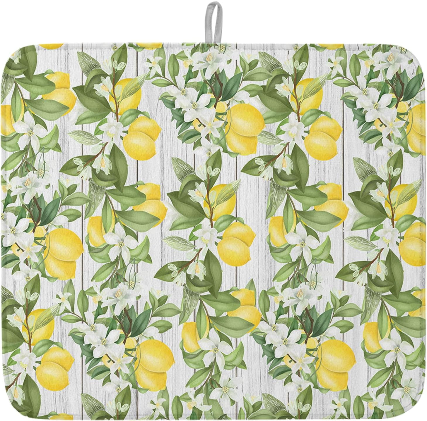 Rustic Lemon Floral Wood Dish Drying Mats for Kitchen Counter,Spring ...