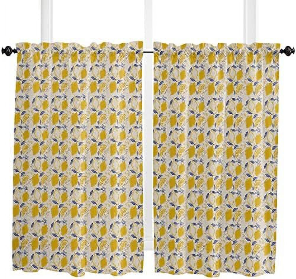 Rustic Lemon Window Tier Curtains 24 Inches Long Set of 2 Panels Half