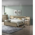 thumbnail image 1 of Rustic Light Brown Finish Queen Panel Bed Chest Nightstand Marble Look 3pc Furniture Set, 1 of 8