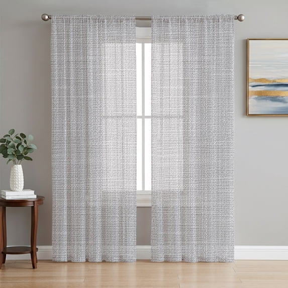 Rustic Light Gray Sheer Curtains 72 Inch Length 2 Panels Set, Farmhouse Solid Color Voile Window Treatment Rod Pocket Curtains Sheers Drapes for Bedroom/Living Room/Kitchen 52"x72"x2