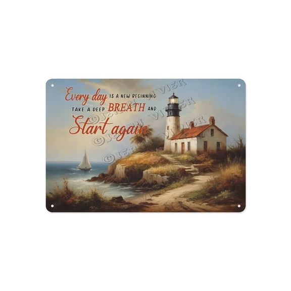 Rustic Lighthouse Aluminum Metal Sign, 5.5 x 8 Inches, Adds a Coastal Feel to Your Living Room, Kitchen, or Pub, Perfect Metal Sign for Lighthouse and Beach Decor