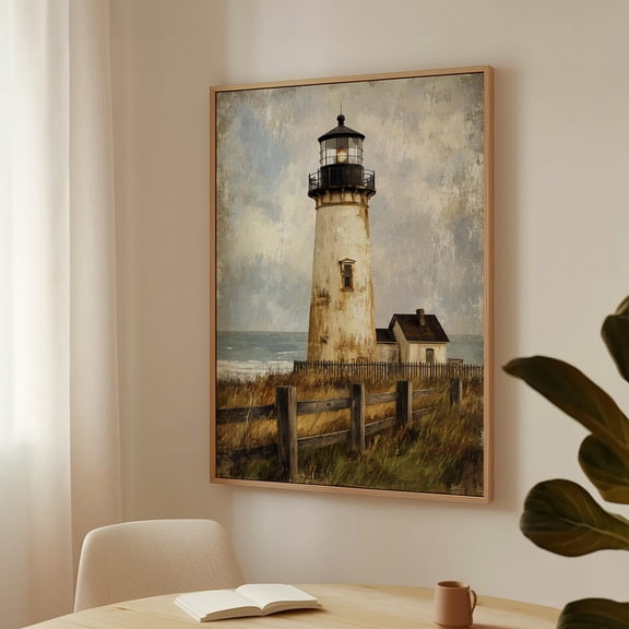 Rustic Lighthouse Painting â€“ Coastal Vintage Wall Art Weathered Seaside Print Nautical Maritime Decor For Beach Lovers Wall Art Modern Wall Decor