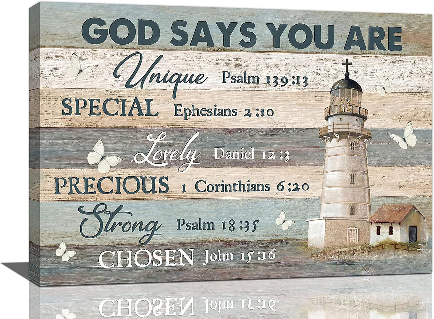 Rustic Lighthouse Wall Art Christian God Says You Are Bible Verse ...