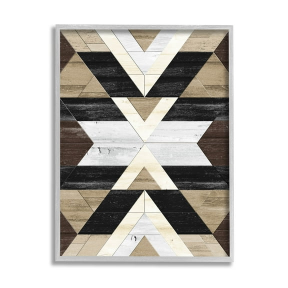 Rustic Linear Aztec Shapes Abstract Graphic Art Gray Framed Art Print Wall Art