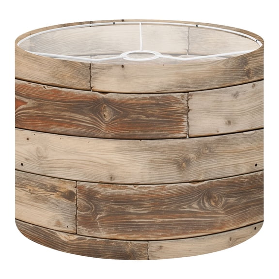 Rustic Linen Drum Lamp Shades Rustic Wooden Plank Wall Natural Grain Distressed Texture 13" x 13" x 10" Lampshade for Table Lamps Floor Lamps Lamp Shade Replacement Easy Assembly Required