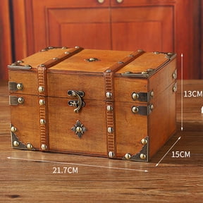Rustic Lockable Wooden Storage Box for Keys and Passwords, Chic Design for Desktop Organization (yellow A)