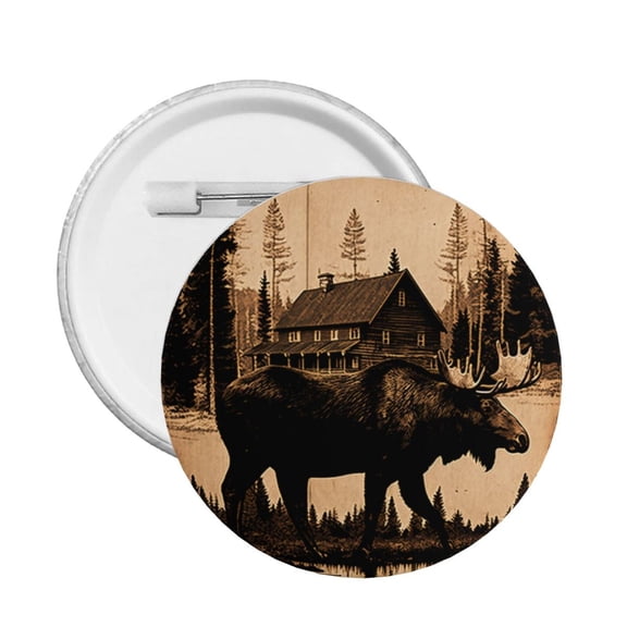 Rustic Lodge Moose Deer Vintage Round Button Pin Badge 5PCS Pinback Buttons Lapel Pin for Jacket, Backpack, Hat, Party Favor, Gift