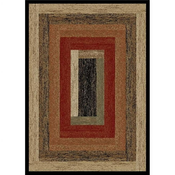 Rustic Lodge Panel Stripes Cabin Multi Area Rug - 7'10 x 9'10