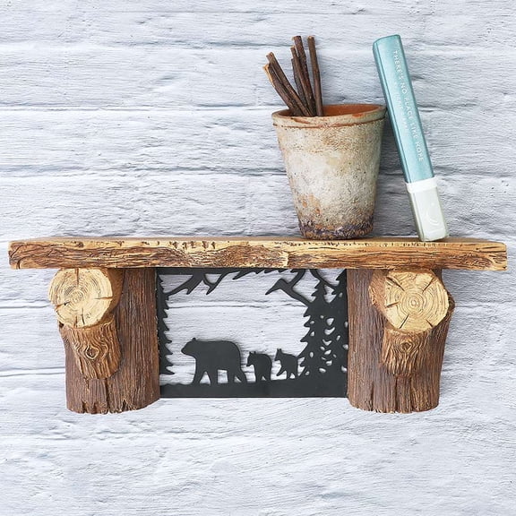 Rustic Lodge Style Floating Wall Shelf 15"