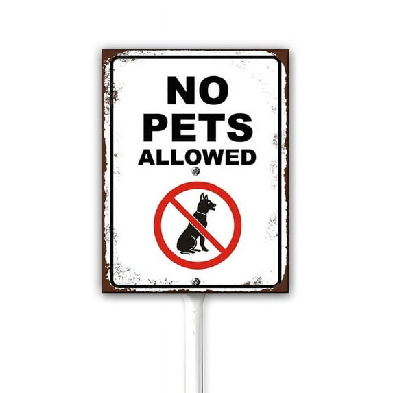 Rustic Look Style No Dogs Sign for Yard With Stake No Pets Allowed Sign 7X8.8Inch Rustproof Metal Yard Sign & Stake Kit Decorations Home Outdoor Lawn Decor