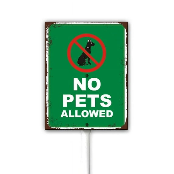 Rustic Look Style No Dogs Sign for Yard With Stake No Pets Allowed Sign 8X12Inch Rustproof Metal Yard Sign & Stake Kit Decorations Home Outdoor Lawn Decor