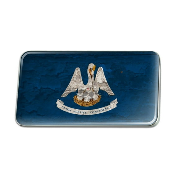 Rustic Louisiana State Flag Distressed USA Metal Rectangle Lapel Hat Pin Tie Tack Pinback