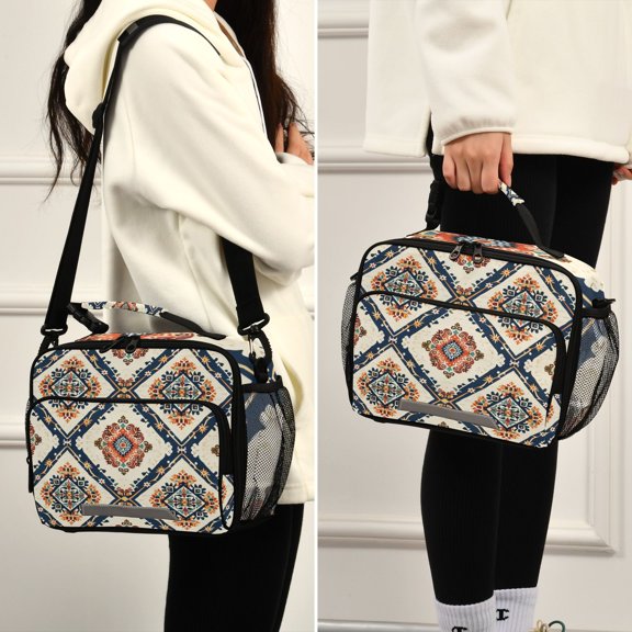 Rustic Lunch Bag Cooler Bag Cooling Tote Portable Shoulder Strap Interior Pockets for Picnic Travel