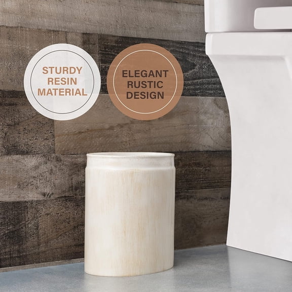 Rustic Luxe Small Bathroom Trash Can 1.53 Gal / 5.8L - Oval Bathroom Garbage Can Bin for Modern Farmhouse Decor - Small Waste Basket for Bathroom and Bedroom