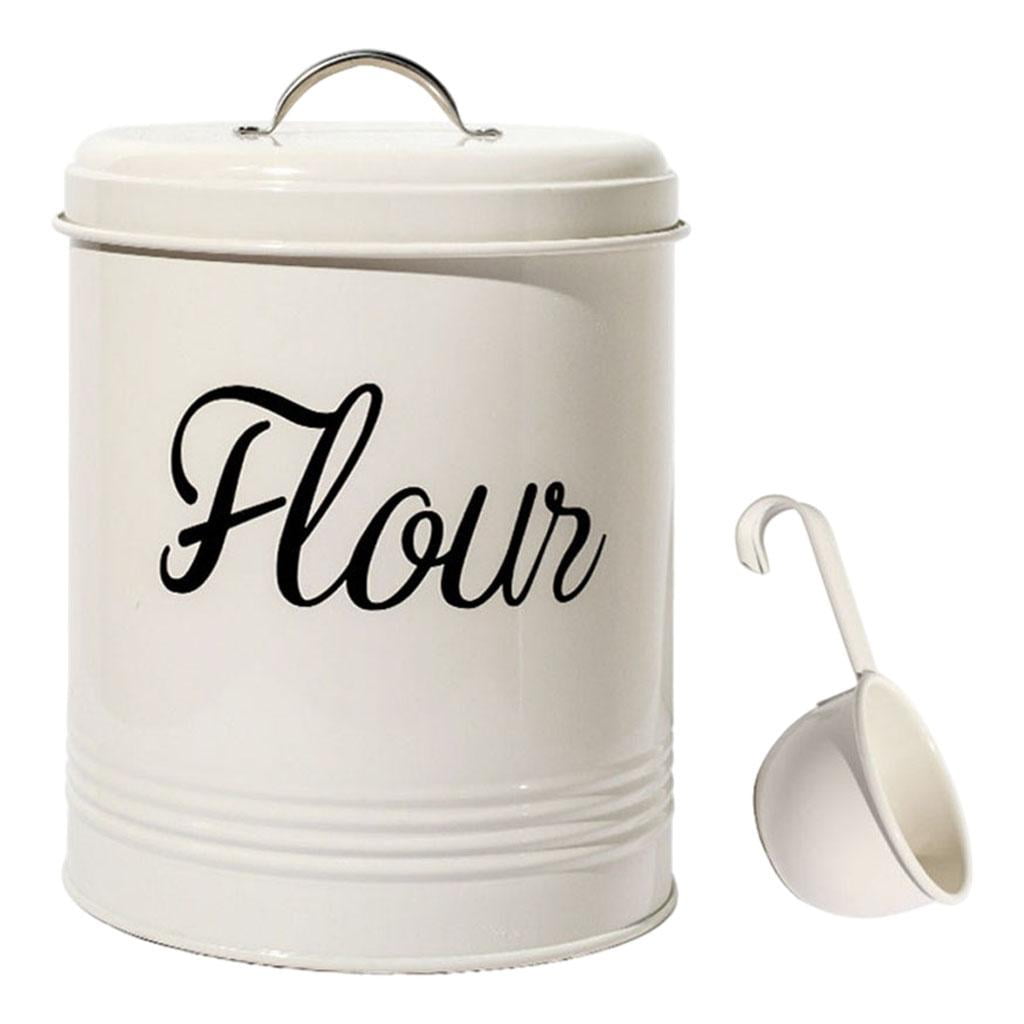 Vintage Cream Flour Storage Tin for a Charming Kitchen