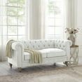 thumbnail image 1 of Rustic Manor Audriana Button Tufted Loveseat Linen Sofa With Casters, Cream White 71 x 33.5 x 30.4, 1 of 10