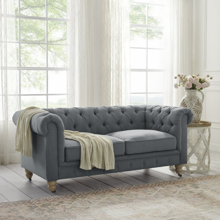 Grey tufted loveseat online