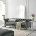 thumbnail image 1 of Rustic Manor Audriana Dark Grey Velvet Chesterfield Sofa 92L x 33.5W x 30.3H, 1 of 10