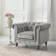 thumbnail image 1 of Rustic Manor Audriana Grey Velvet Chesterfield Club Chair 42L x 33.5W x 30.3H, 1 of 11