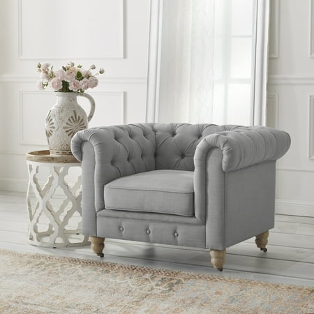 Rustic Manor Audriana Linen Club Chair, Light Gray